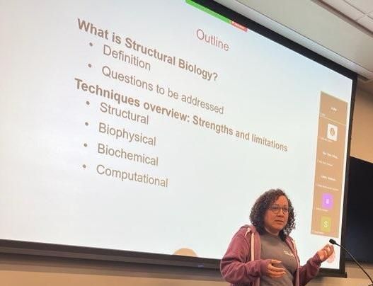 Scientist presenting about structural biology
