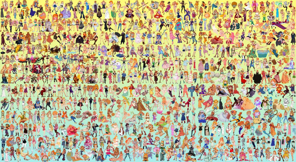 compiled image of all the namis that have been drawn for the nami art collab