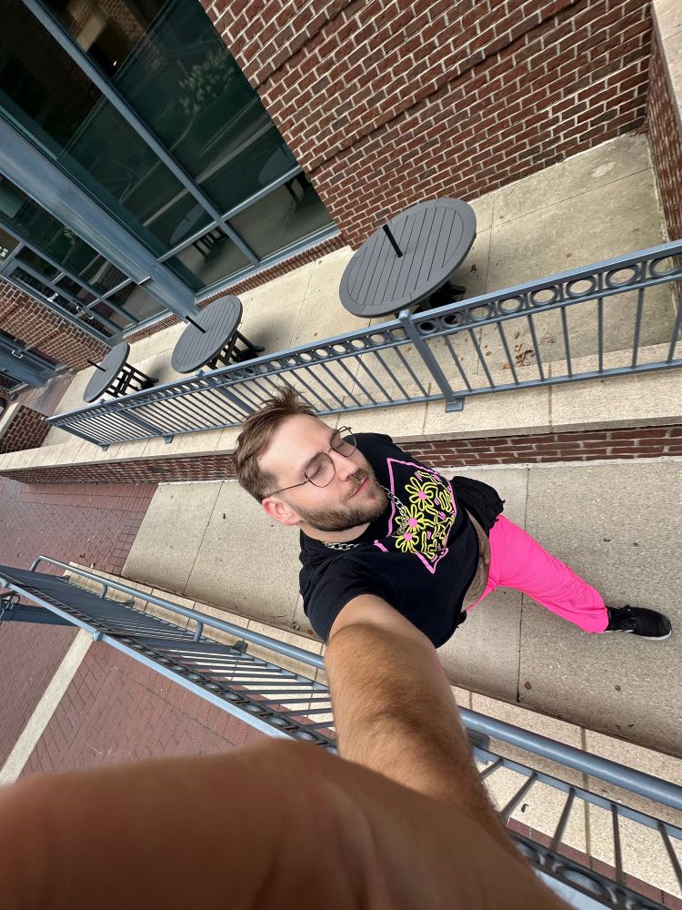 me strutting in pink pants and a Keith Haring crop 