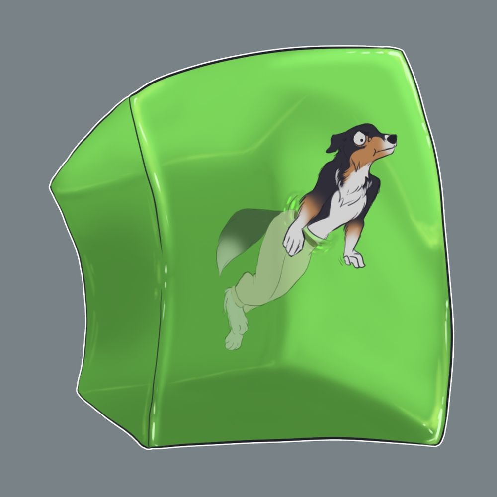 Squeaks stuck inside gelatin