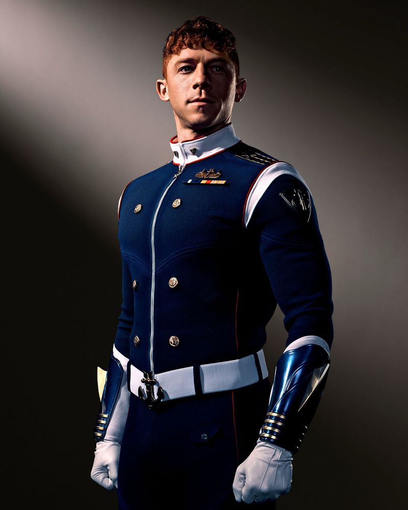 Will Hochman in his blue supersuit from Vought Rising, a new prequel to The Boys.