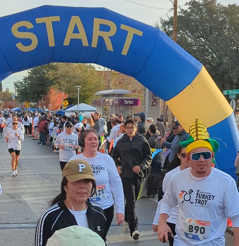 My 12-year-old finishing the race. 