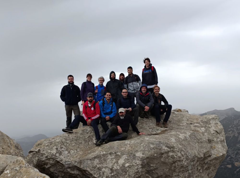 Members of the Research Group on Plant Biology under Mediterranean Conditions on the top of Puig de n'Alí mountain (Balearic Islands)