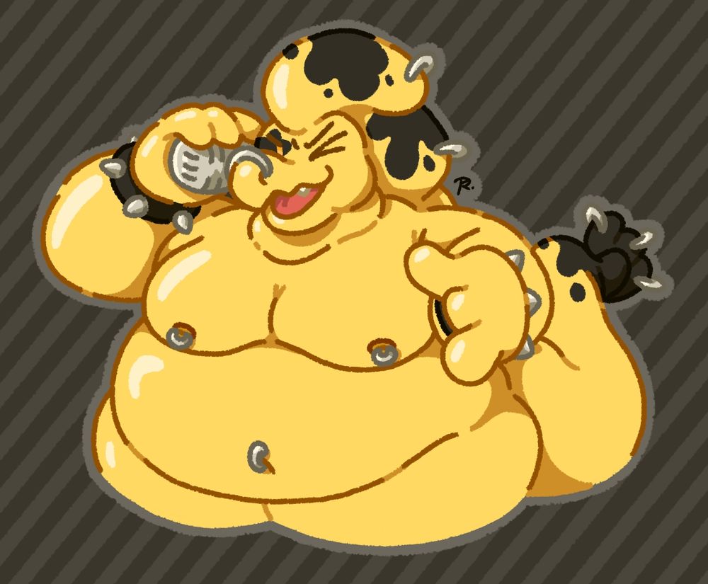 a large golden fish with a punk aesthetic