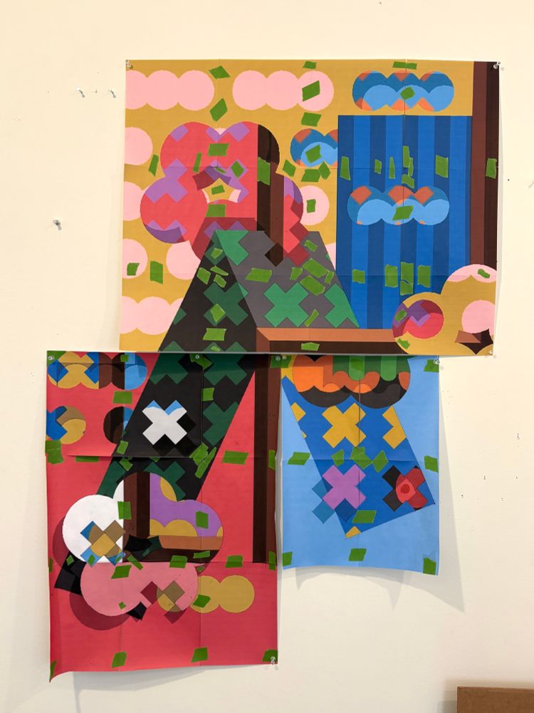 Sketch on paper for a multi-panel acrylic painting.