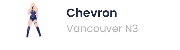 Screenshot from Mastermind app of the chevron bodysuit, showing an avatar of Taylor Swift wearing the chevron bodysuit with a blue garter and knee high blue boots. There’s text that says “chevron vancouver n3” indicating when she last wore it 