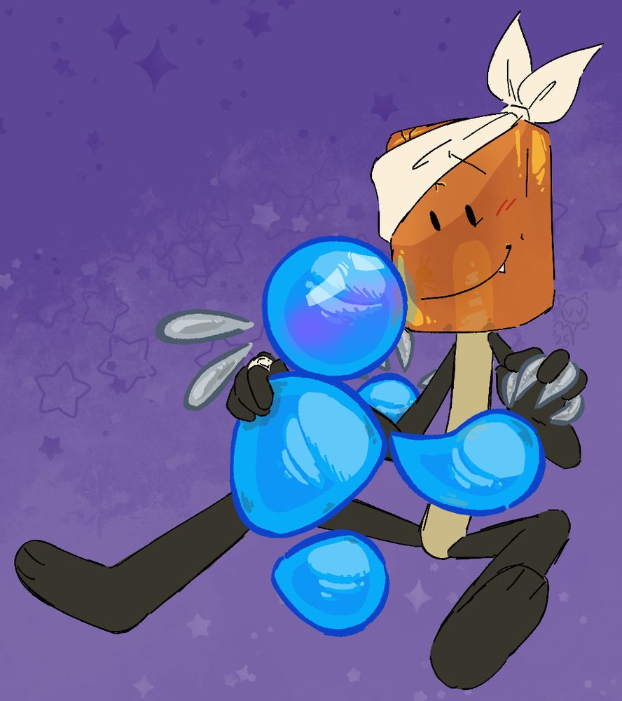 carlisle sitting in ANTLIX's lap and looking away, blushing. ANTLIX 
is smiling patiently