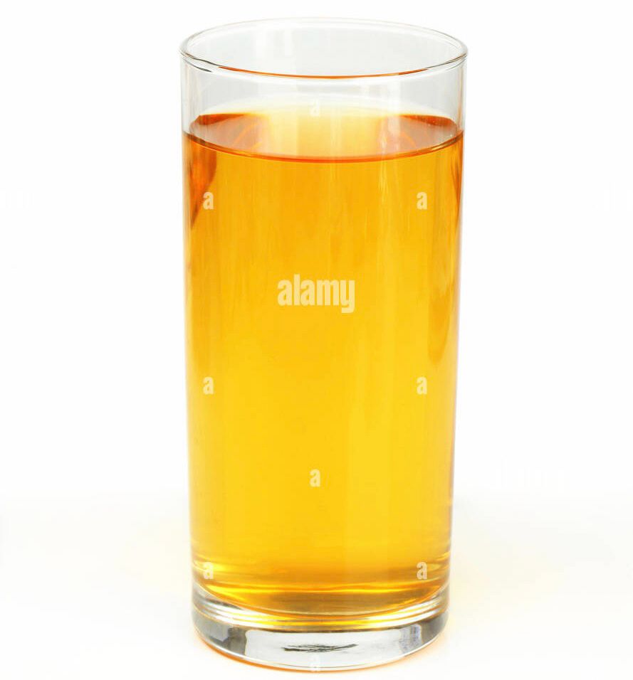 glass of apple juice with an obnoxious alamy stock photo watermark