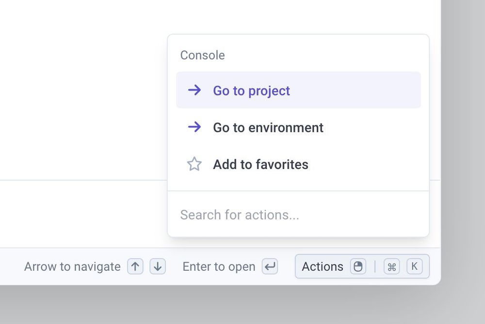 Actions dropdown