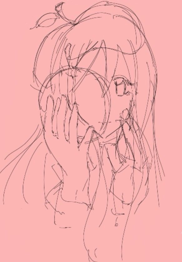 手から描いた半身構図
目は位置確認ということで
リメイクする予定 