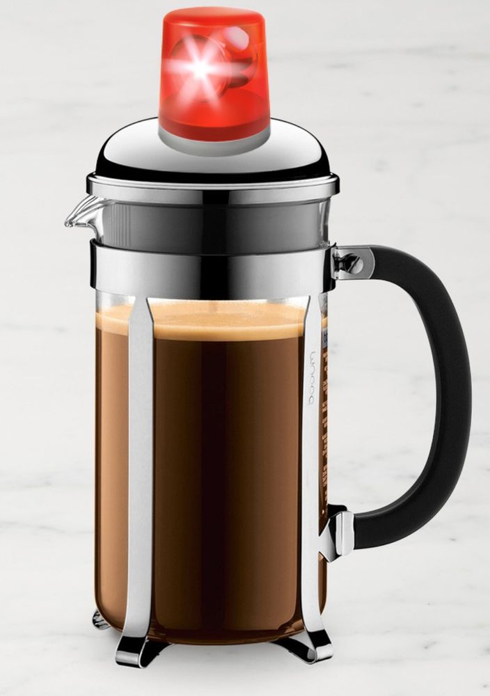 A French press for coffee but it has a siren on top