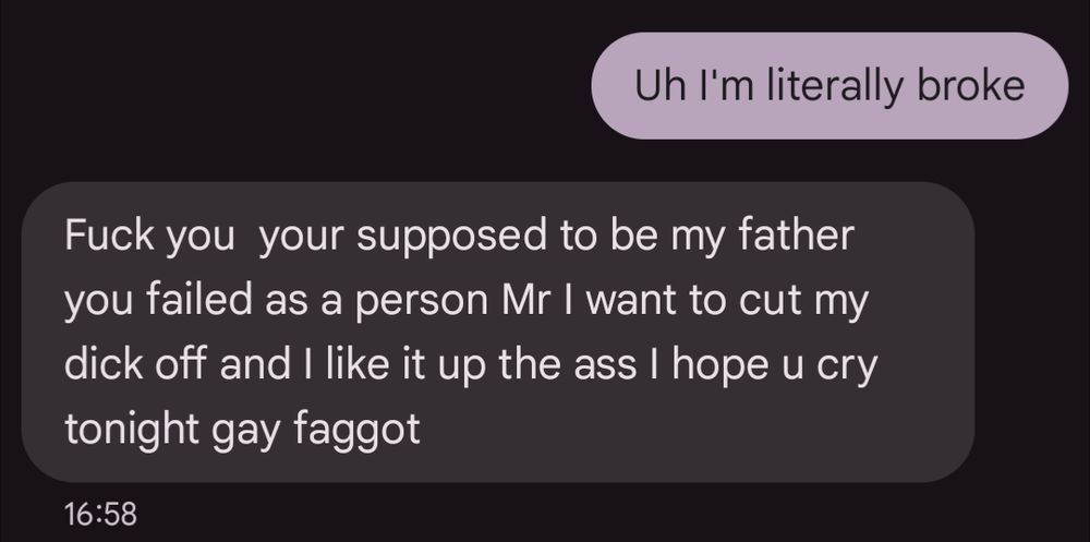 Text between my son and me because I was too broke to give him money