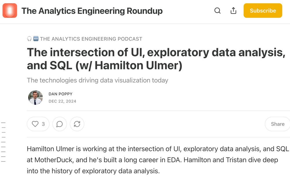 Screen shot of article about podcast "The intersection of UI, exploratory data analysis and SQL"