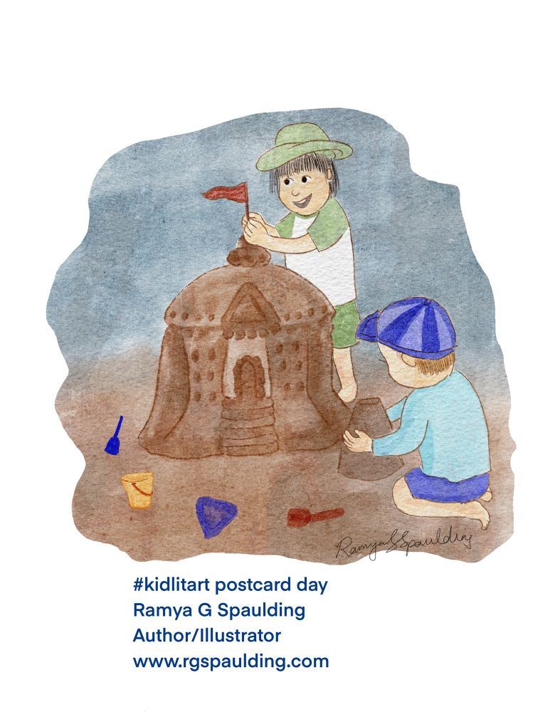 Kids building sand castle 