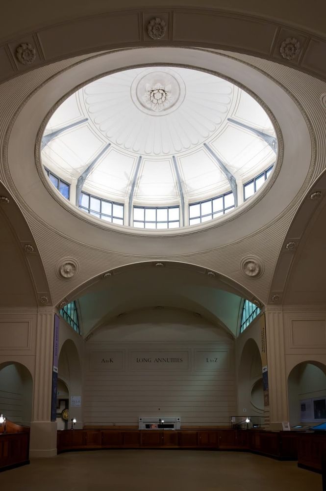 Interior with a dome that has windows at the base.
