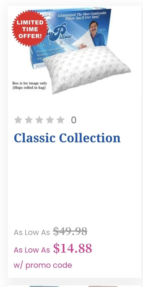 The screen shot from my personal device showing that the price of my pillow is $14.88.