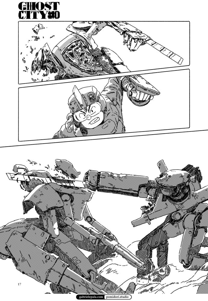 page from the mecha comic "Ghost City #0"