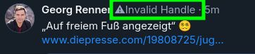 screenshot mit "invalid handle"