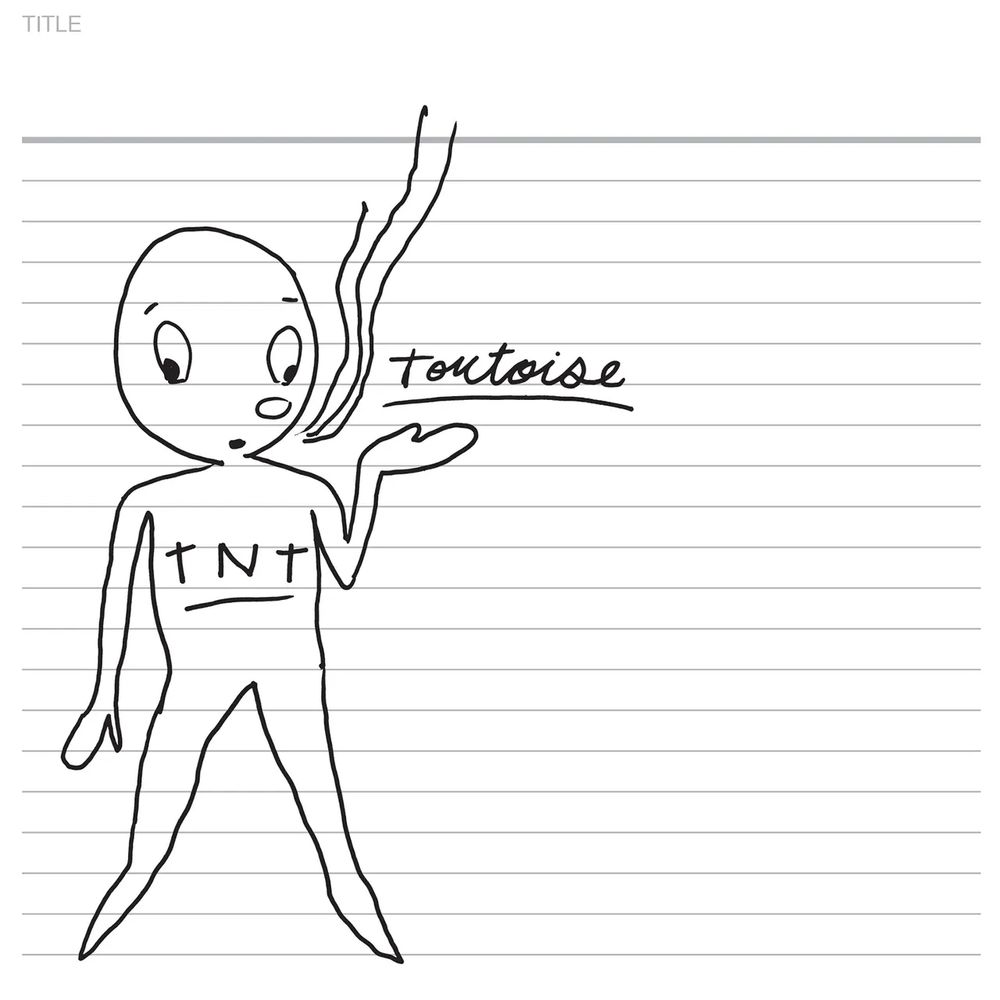 Album artwork for Tortoise’s TNT. Kinda cartoony looking humanoid outline… I always thought it was a speech bubble saying “tortoise” in cursive, but it could be smoke… not exactly sure. Oh yeah, the cartoon is done on a generic looking CD-R cover.