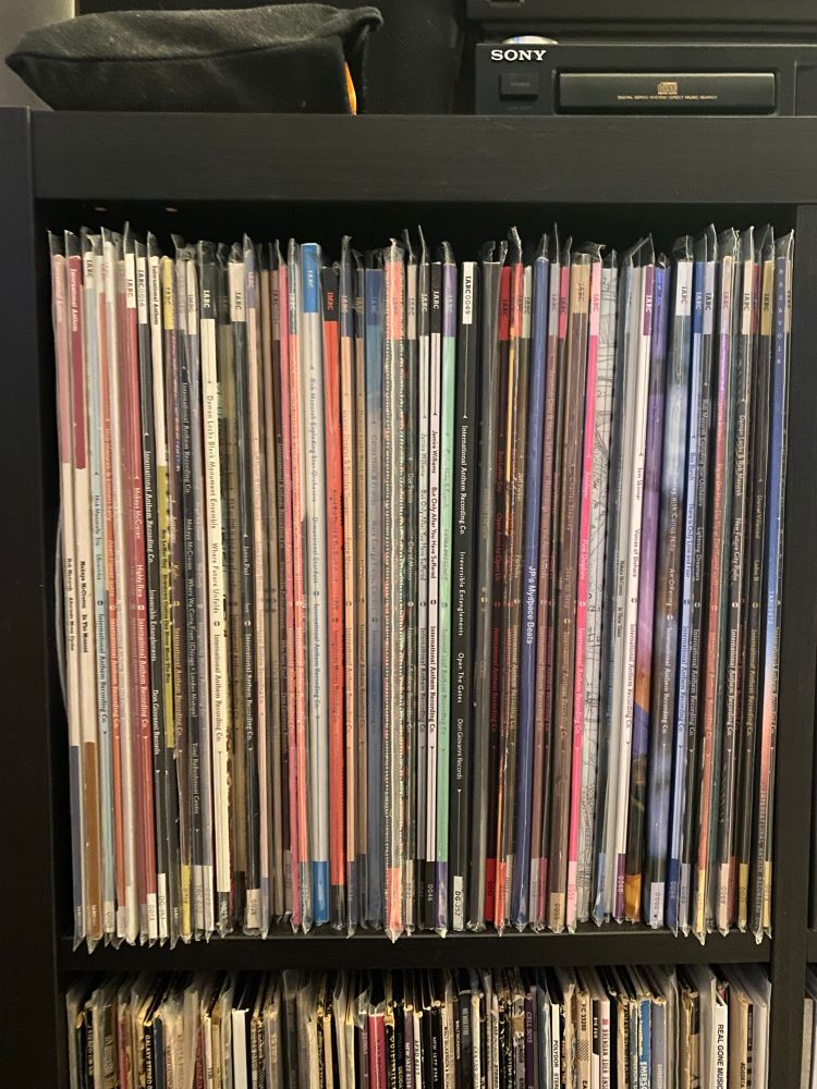 Dome zone: pic of my international anthem records on an ikea kallax shelf. Part 2 of 2.