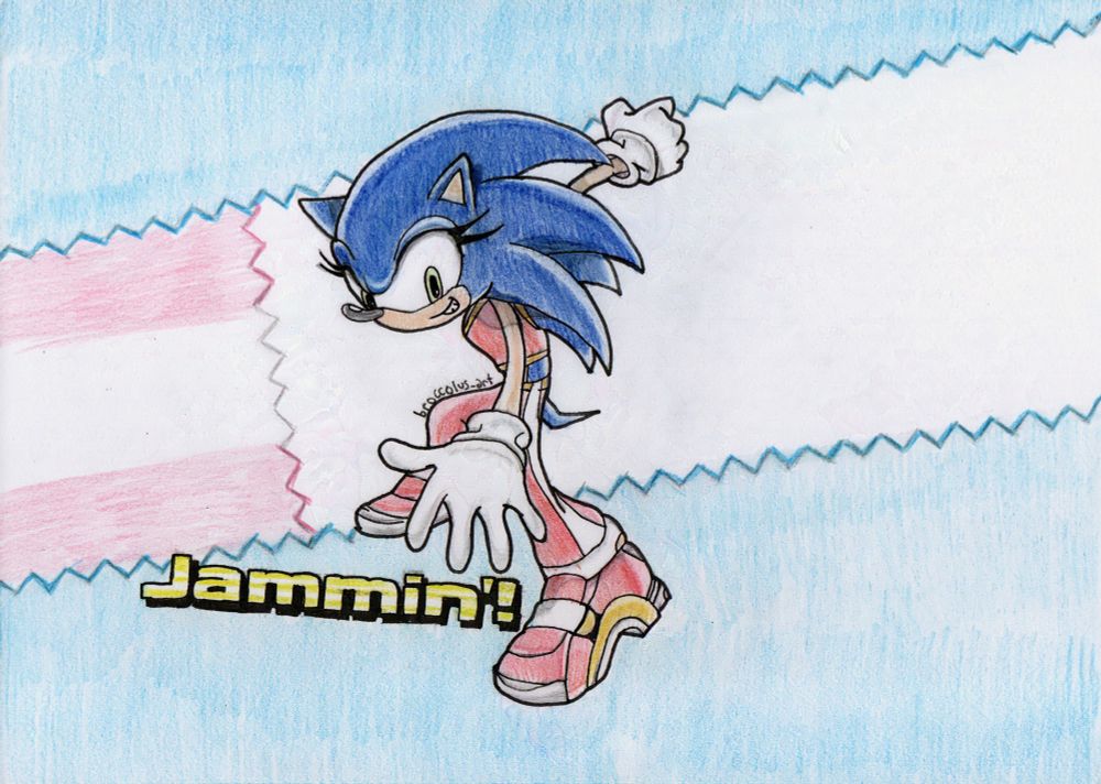 A proud hedgehog girl jammin' at her birthday with a radical pose.