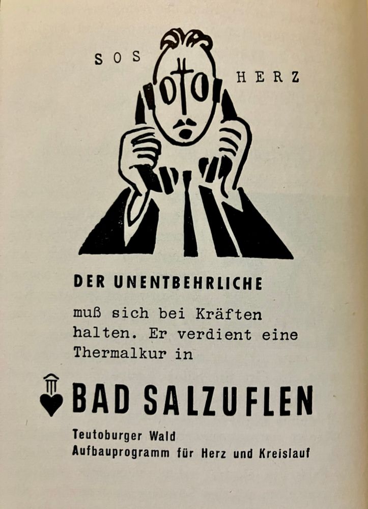 Anzeige „Der Unentbehrliche“ für eine Thermalkur in Bad Salzuflen, in: Merian, Heft XII 1959