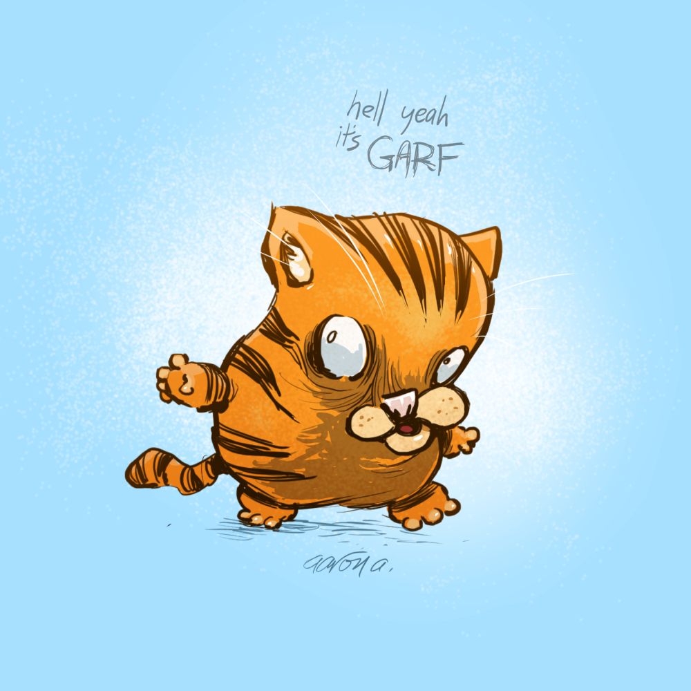 A messed-up drawing of Garfield. Possibly murderous?