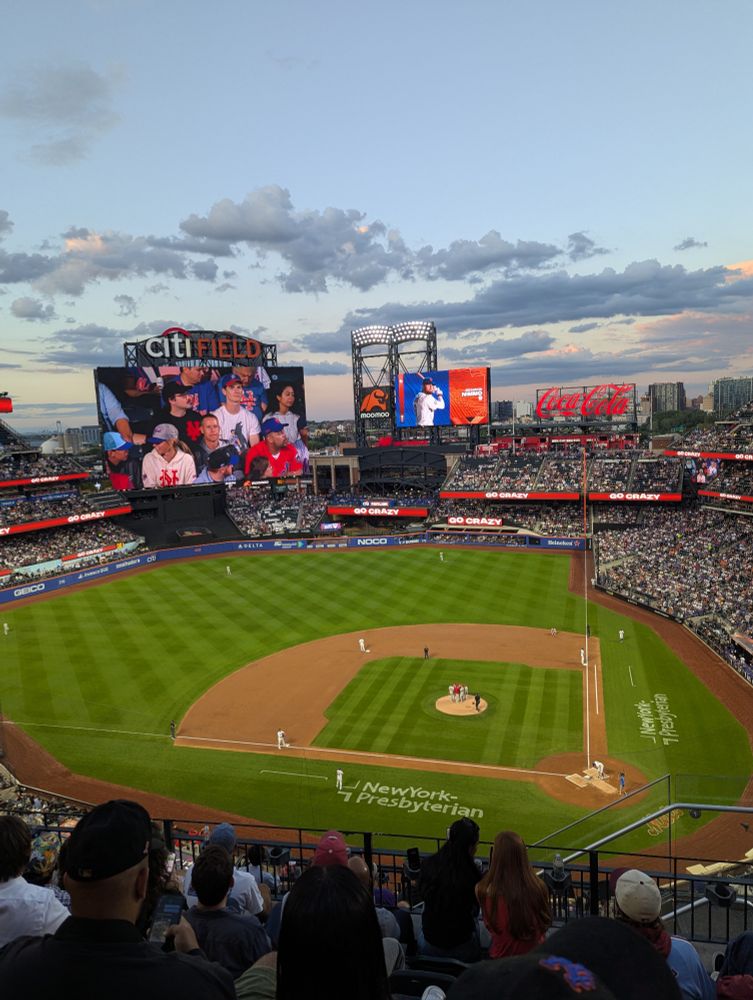 Citi Field from behind home plate in the upper deck. 