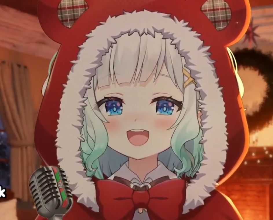 Mint Fantome in a christmas hoodie being dangerously cute