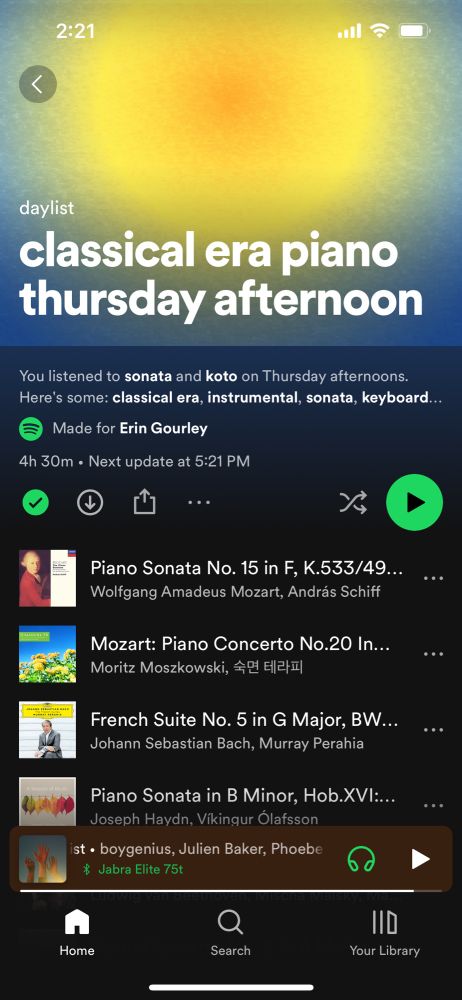 spotify daylist called “classical era piano thursday afternoon”
