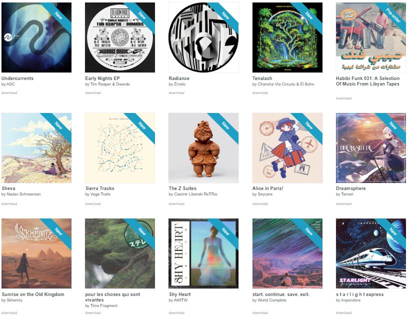 Albums purchased during Bandcamp Friday:
ASC - Undercurrents
Tim Reaper & Dwarde - Early Nights EP
Érratic - Radiance
Chancha Via Circuito & El Búho - Tenalach
Various Artists - Habibi Funk 031: A Selection Of Music From Libyan Tapes
Nadav Schneerson - Sheva
Vega Trails - Sierra Tracks
Casimir Liberski ReTRio - The Z Suites
Seycara - Alice in Paris!
Tamari - Dreamsphere
Skhemty - Sunrise on the Old Kingdom
Time Fragment - pour les choses qui sont vivantes
AWITW - Shy Heart
World Complete - start. continue. save. exit.
Impondera - s t a r l i g h t express