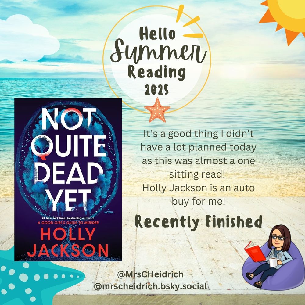 Graphic with the book Not Quite Dead yet by Holly Jackson that I recently finished