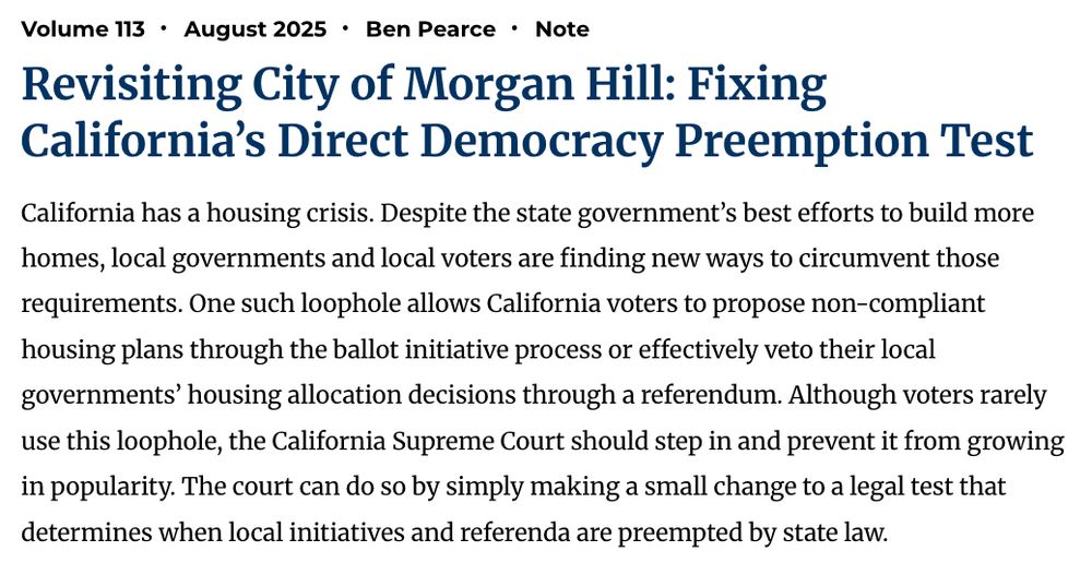 Revisiting City of Morgan Hill: Fixing California’s Direct Democracy Preemption Test