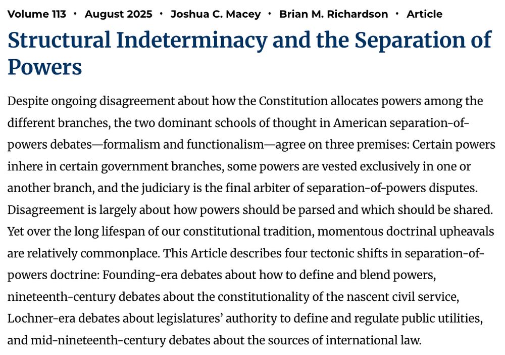 Structural Indeterminacy and the Separation of Powers