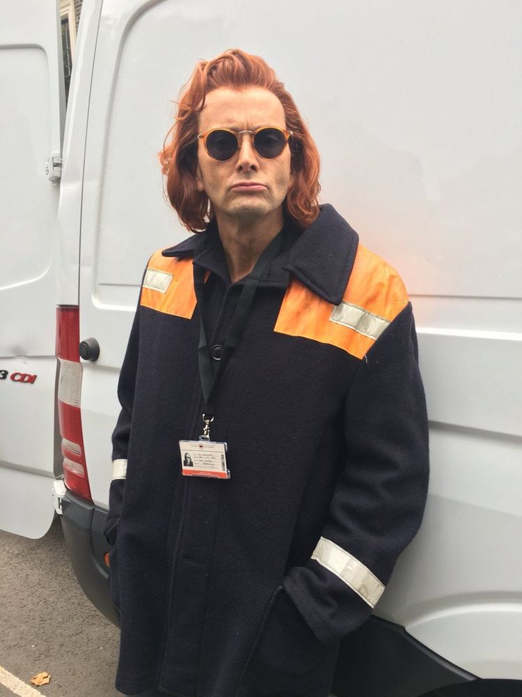 David Tennant as Crowley. 
