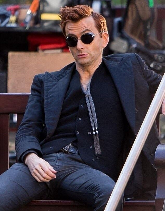 David Tennant as Crowley. 