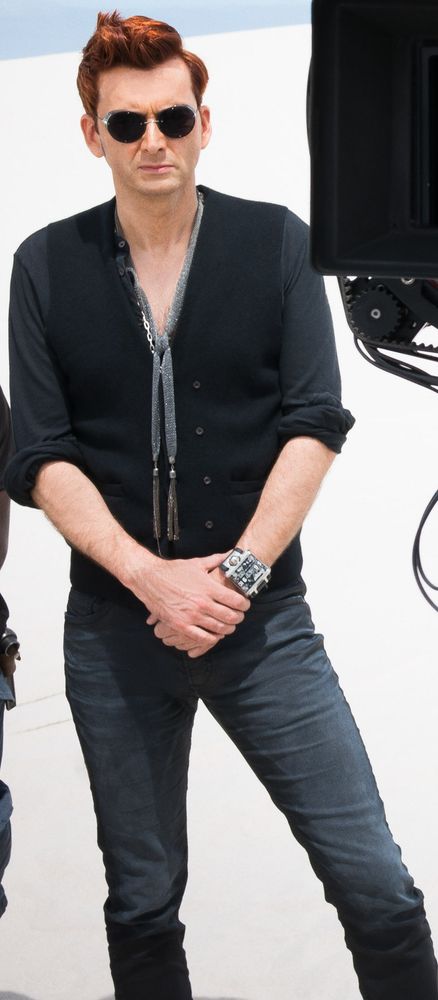 David Tennant as Crowley. 