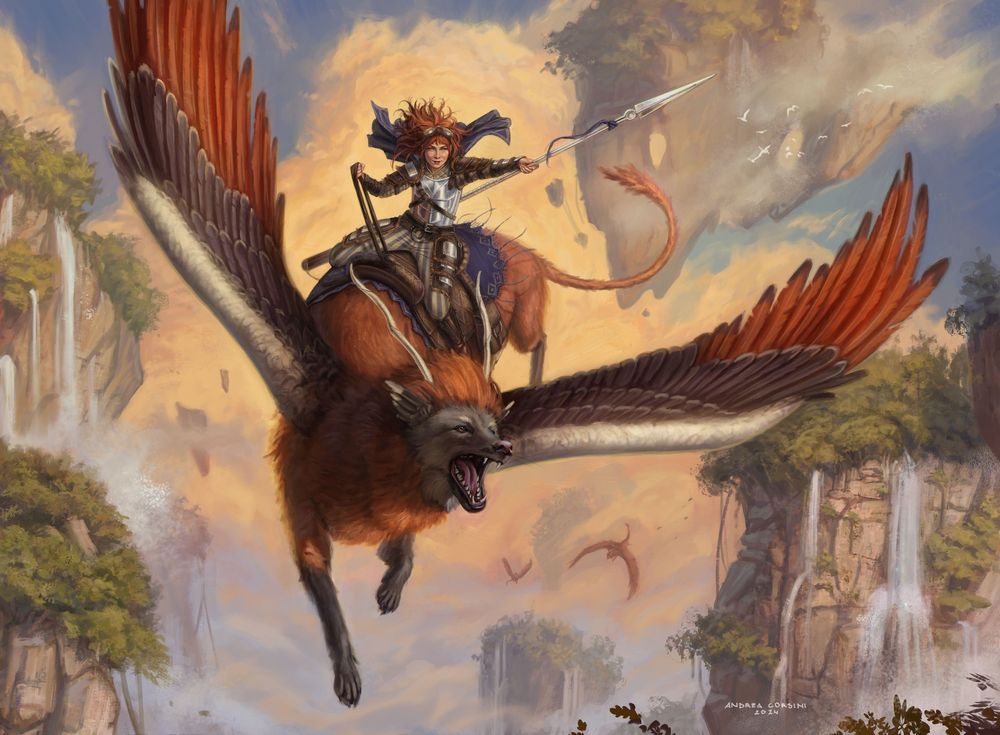knight flying on her winged mounth