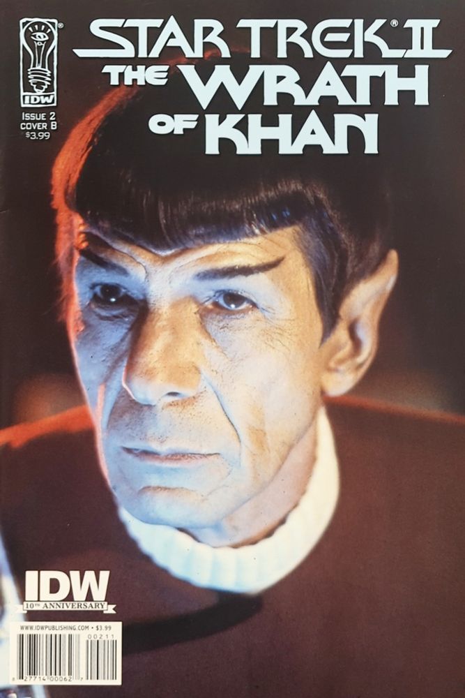 Front cover of Jun 2009 IDW Star Trek II: The Wrath of Khan comic #2B. A headshot photo of Spock taken from the film of the same name.
