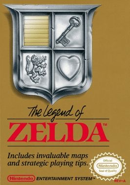 The gold cover for The Legend of Zelda on the NES