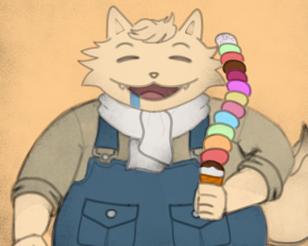 boron from fuga: melodies of steel holding an ice cream of multiple flavors.