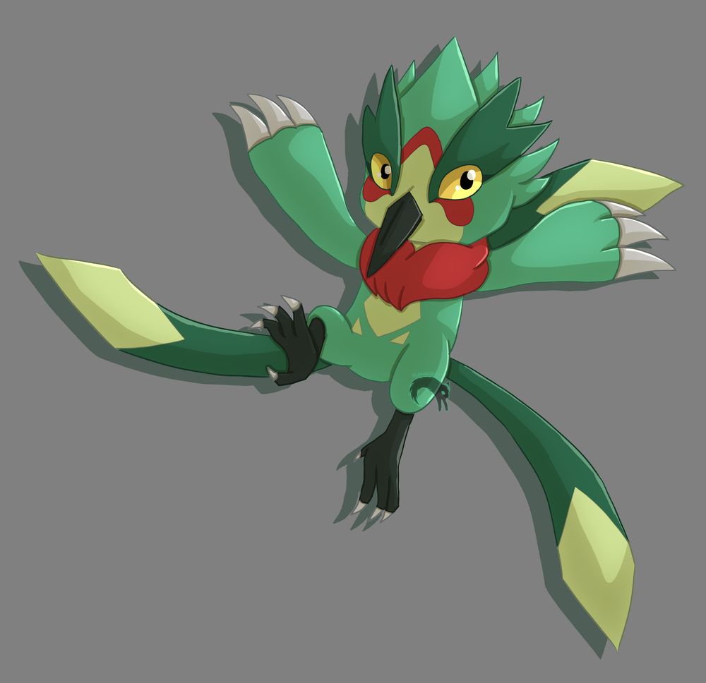 Huitzimon are small Bird-like Digimon. While they're not very strong by default, they're very fast and can make with it for their lack of Strenght.

They have two legs and two Wing like Arms. A long black beak and 3 Tail-Feathers that can spin like a propeller which makes them even faster.

They have Yellow Eyes and a bright red Chest, that makes them stand out.