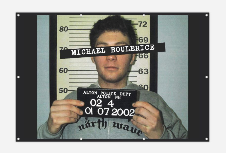 A vinyl banner design featuring my hilarious mugshot from 2002