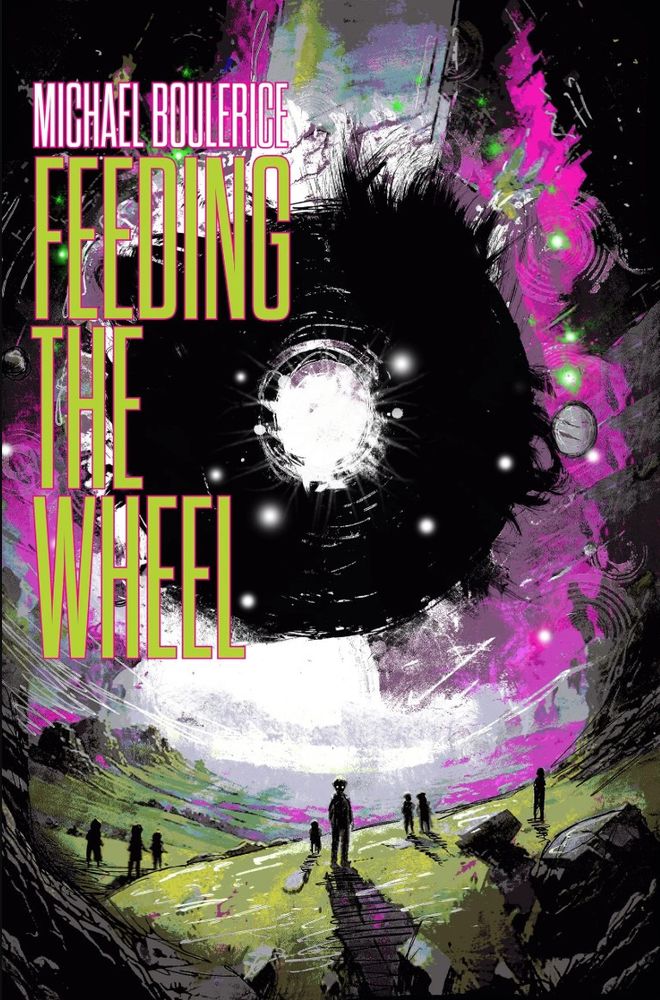 The cover art for Feeding The Wheel, as done by the inimitable Luke Spooner