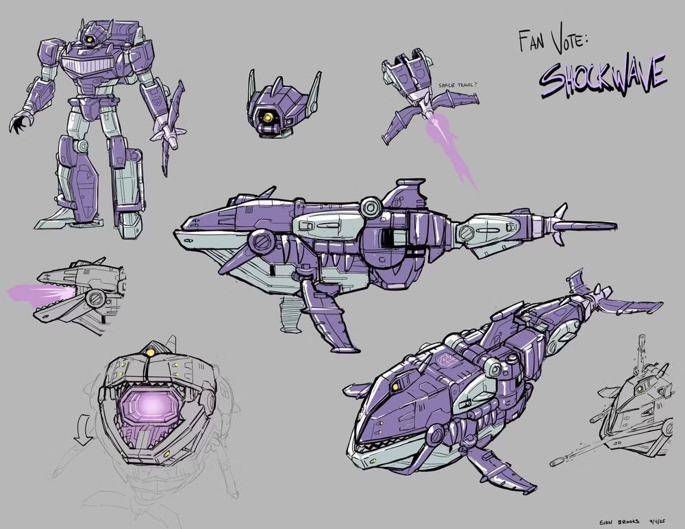 The revealed concept art for a new Shockwave figure, as per the recent "Acitvate Your Alt Mode" fan poll.
The concept art was provided by artist Evan Brooks.