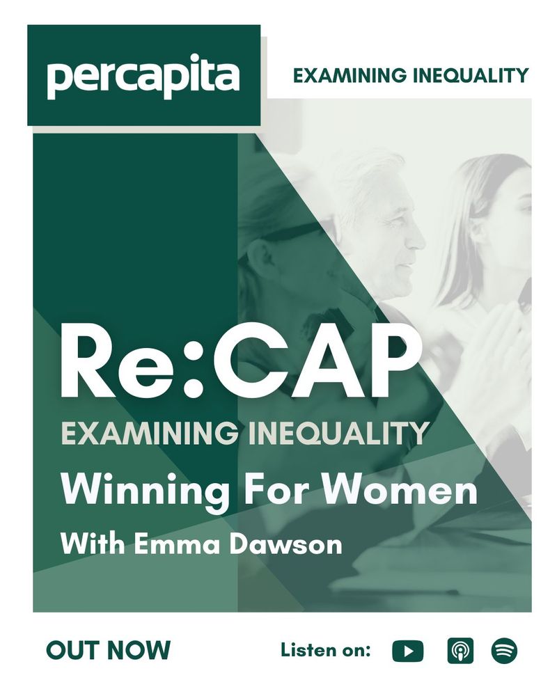 Per Capita, examining inequality 
Re:CAP 
Winning for Women 
with Emma Dawson 

Out now. Listen on Youtube, Apple Podcasts, and Spotify