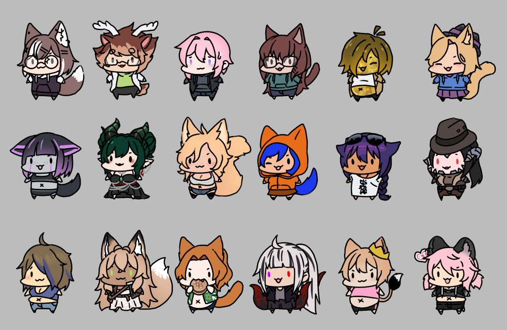 18 little chibi art drawings of people's OCs