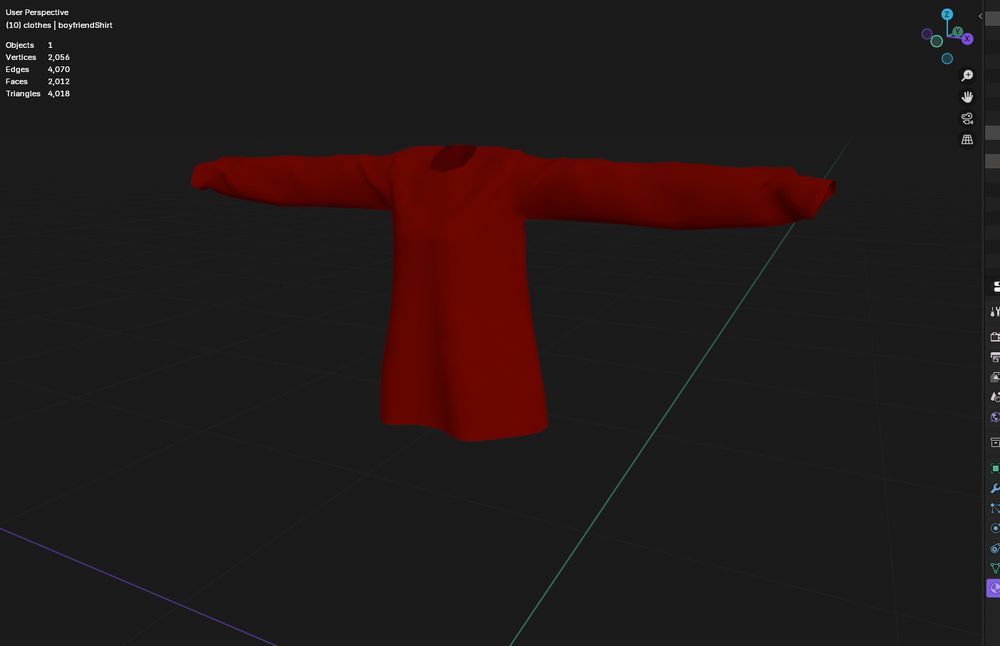 Red 3D shirt made in blender and marvelous designer to be used in vrchat avatar and 3d vtubers