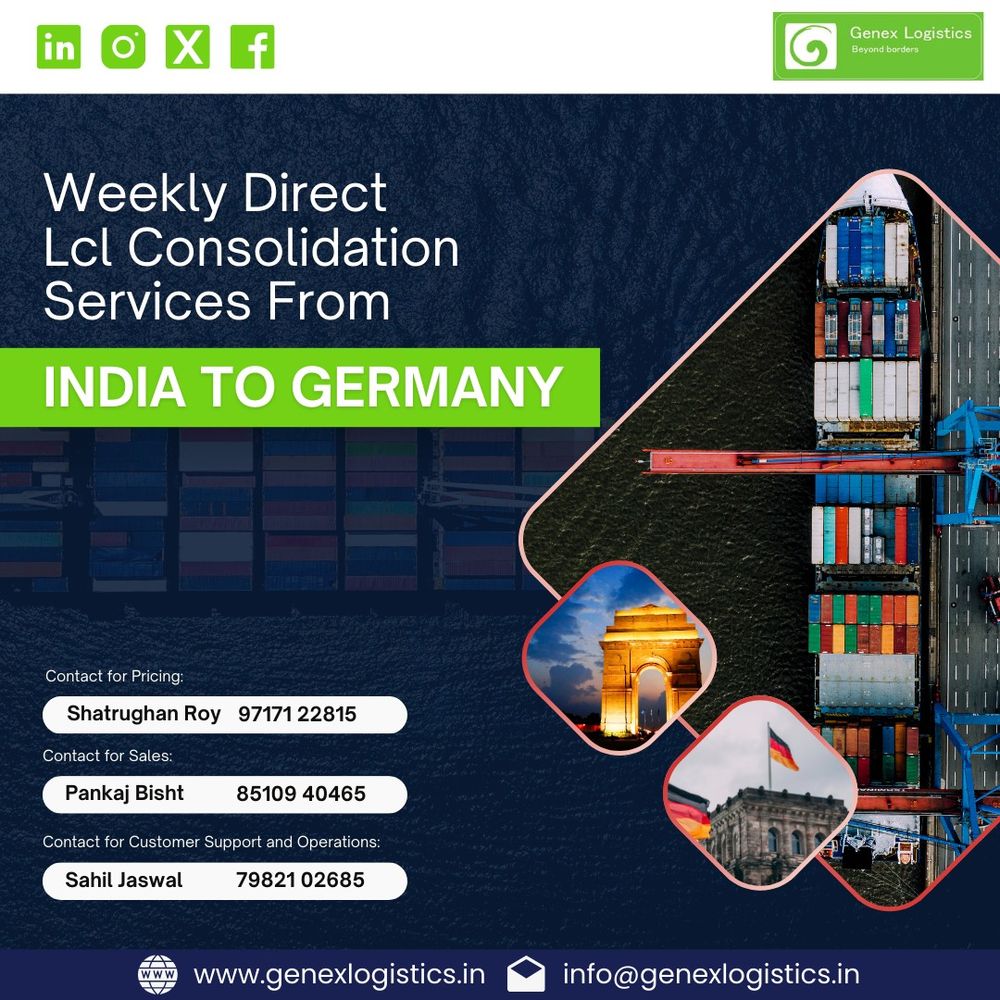 weekly direct LCL consolidation services from India to Germany