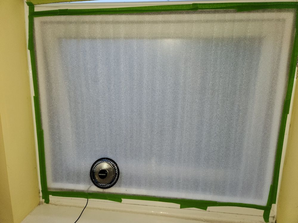 My forced ventilation MacGyvering...  a desk fan clamped to a hole cut in a sheet of insulation taped to the window frame of my kids' bedroom.

Should bring in some cooler air!